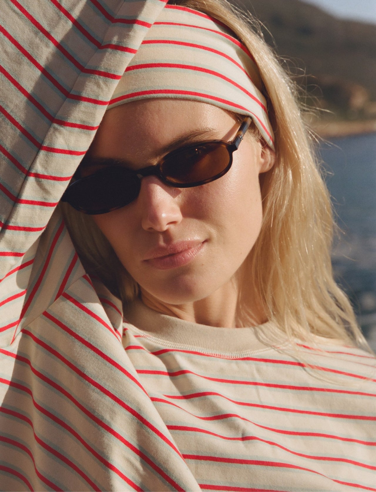 STRIPED LONG SLEEVE IN CREAM + BLUE + RASPBERRY - Après June
