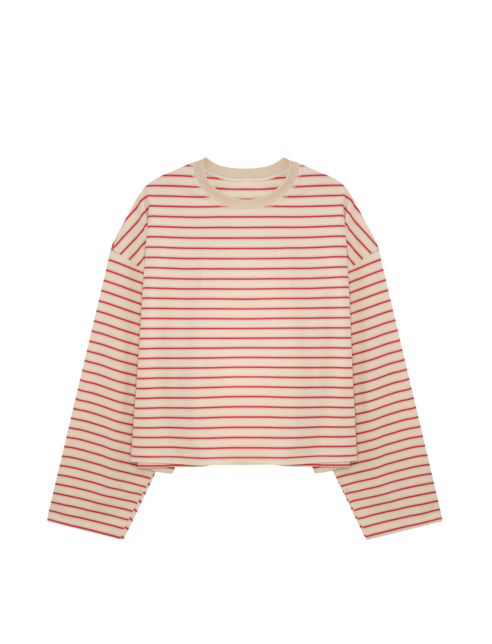 STRIPED LONG SLEEVE IN CREAM + BLUE + RASPBERRY - Après June