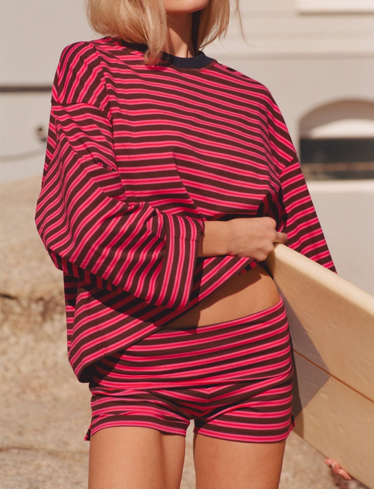 STRIPED SHORTS IN AJ PINK + BROWN - Après June