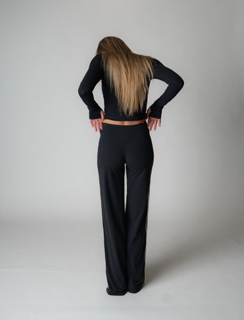 SPORT PANT IN BLACK + IVORY STRIPE