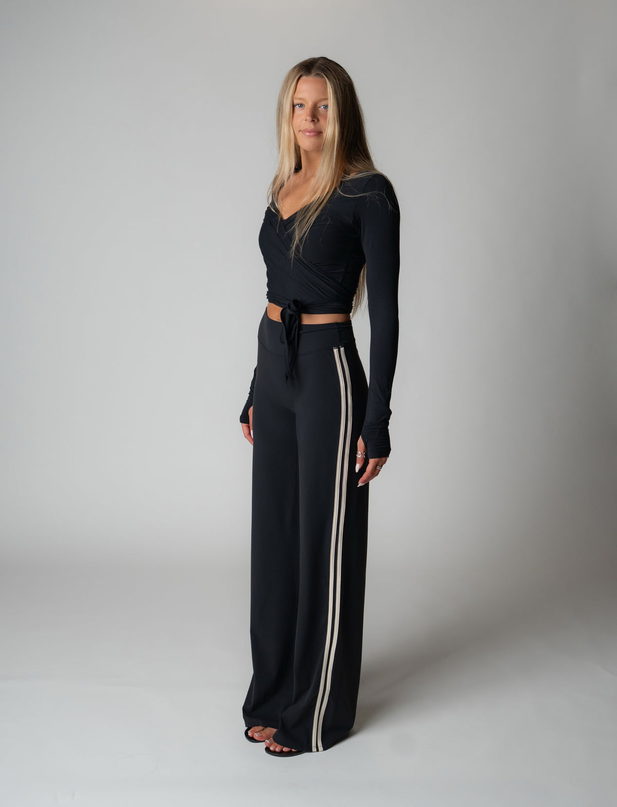 SPORT PANT IN BLACK + IVORY STRIPE