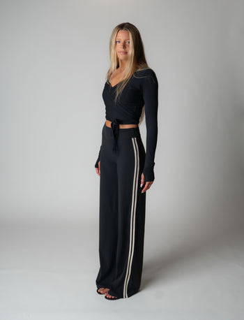 SPORT PANT IN BLACK + IVORY STRIPE