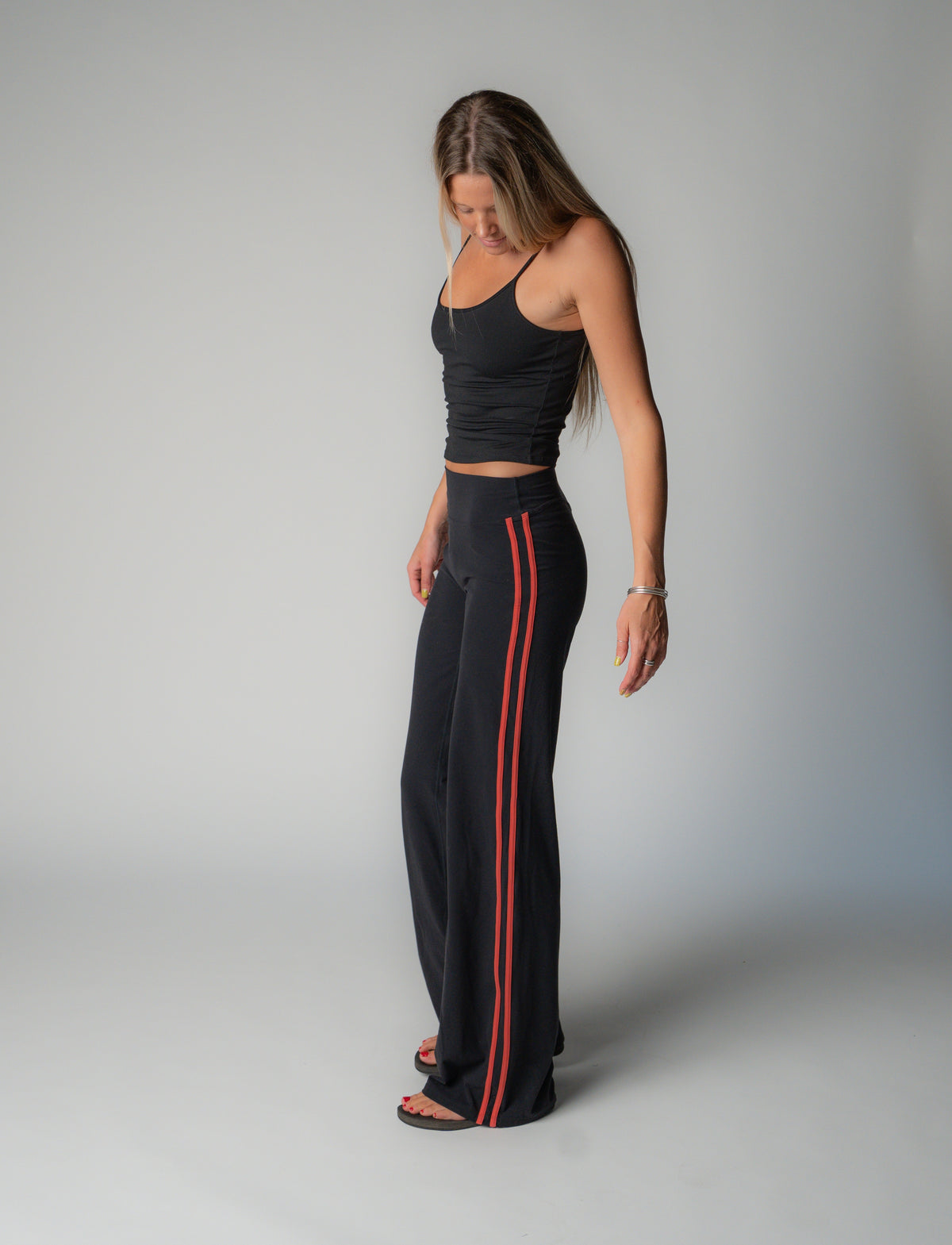 SPORT PANT IN BLACK + RASPBERRY STRIPE