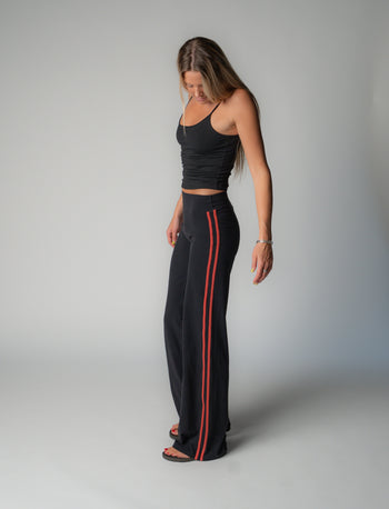 SPORT PANT IN BLACK + RASPBERRY STRIPE