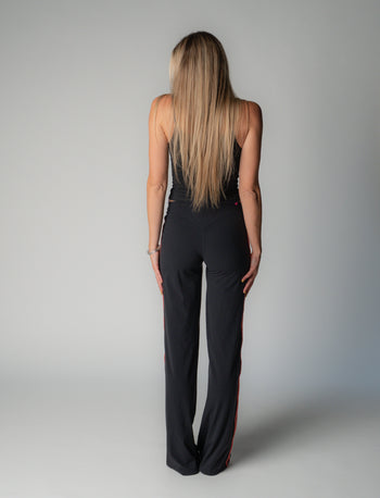 SPORT PANT IN BLACK + RASPBERRY STRIPE