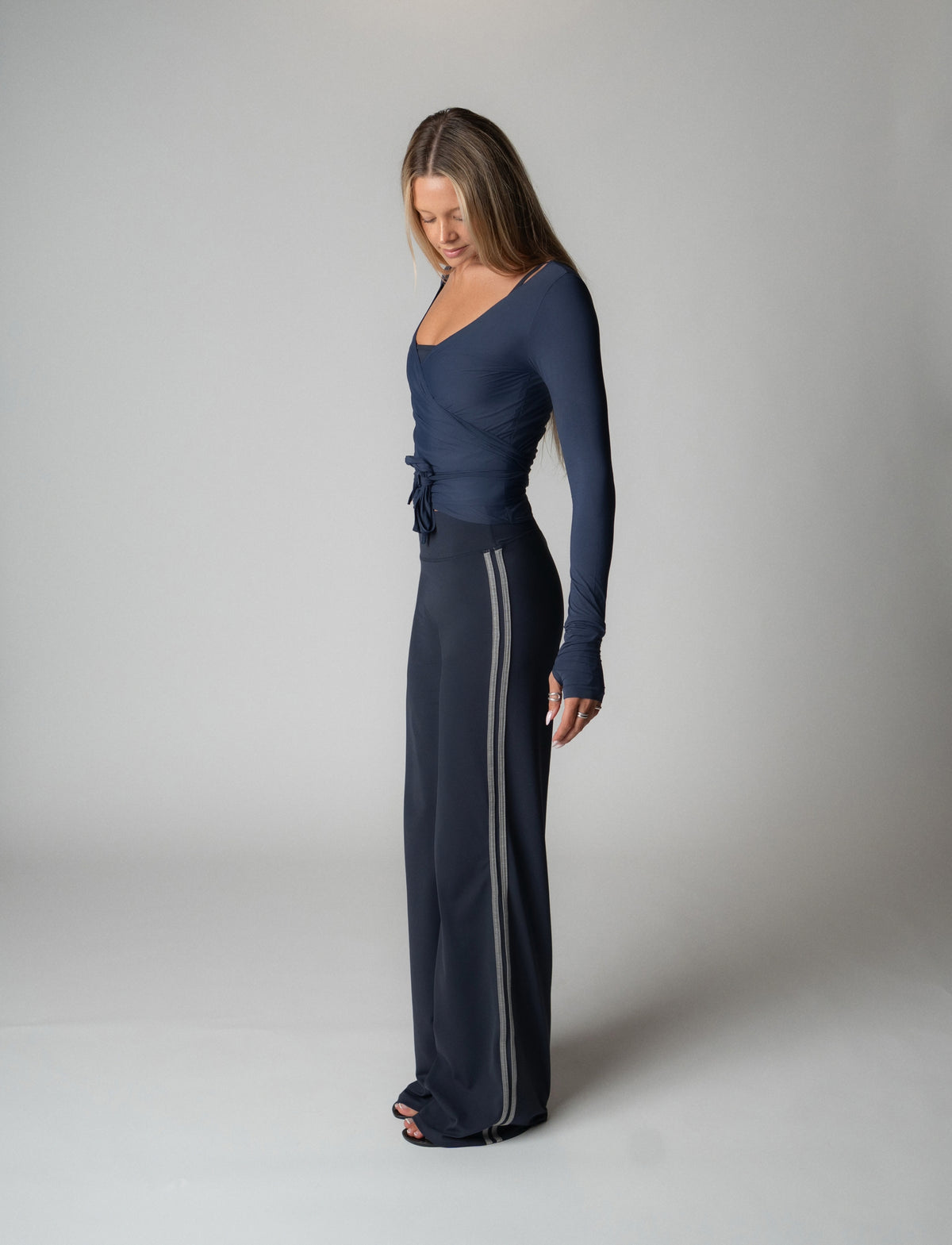 SPORT PANT IN NAVY + GREY STRIPE