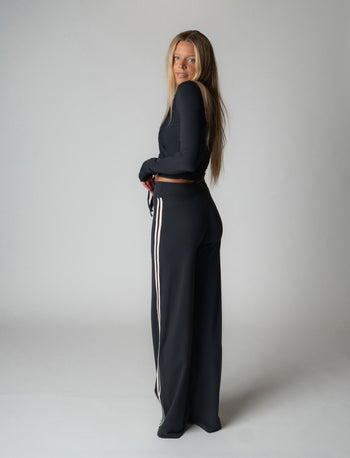 SPORT PANT IN BLACK + IVORY STRIPE
