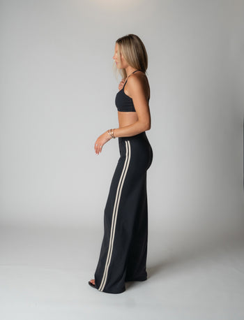 SPORT PANT IN BLACK + IVORY STRIPE