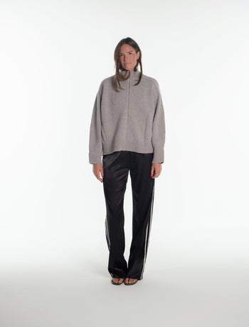 SATIN PANT IN BLACK + WHITE STRIPE - Après June