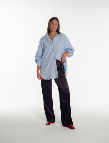 SATIN PANT IN BLACK + WHITE STRIPE - Après June