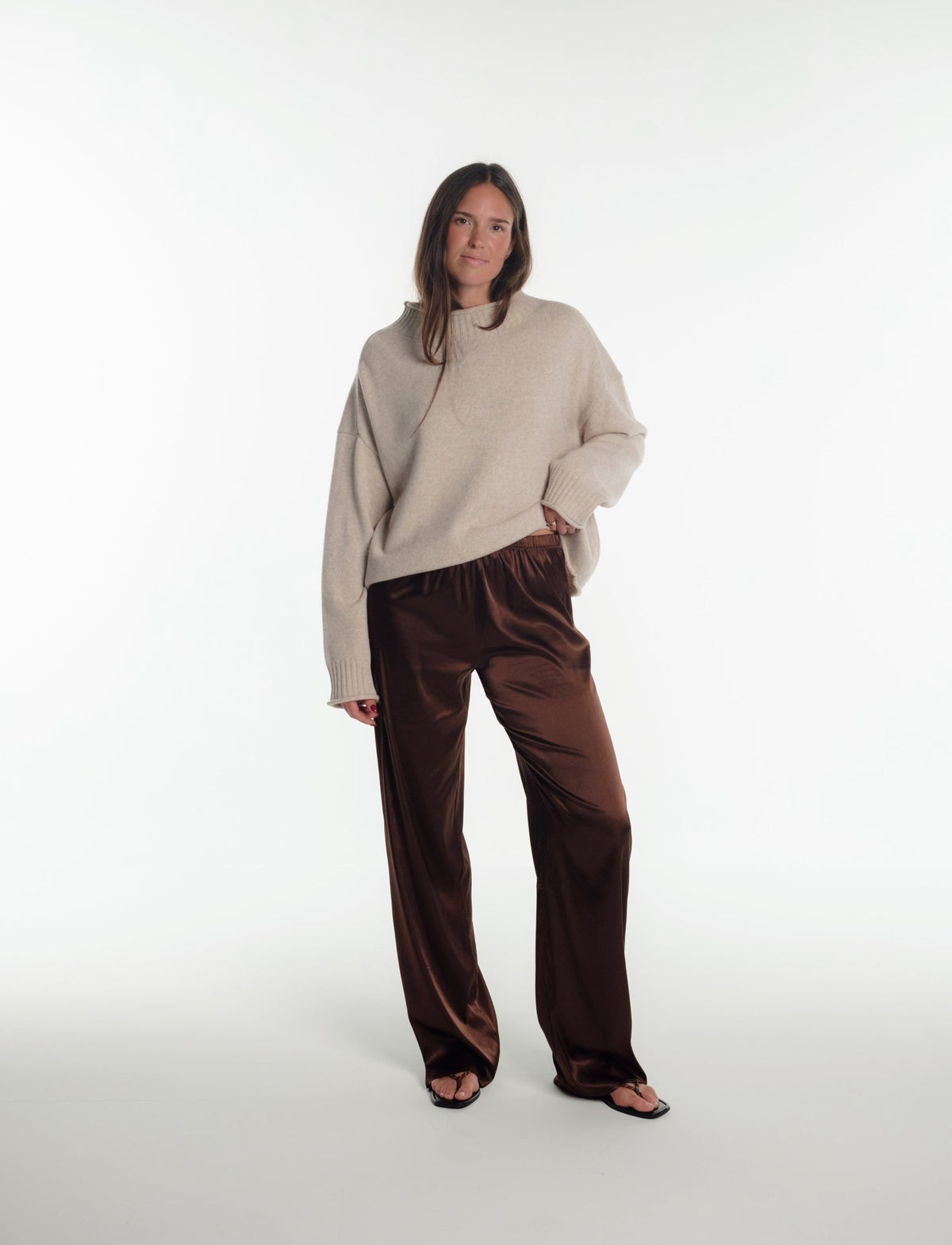 SATIN PANT IN BROWN - Après June