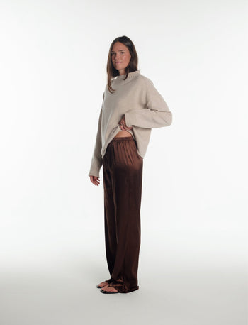 SATIN PANT IN BROWN - Après June