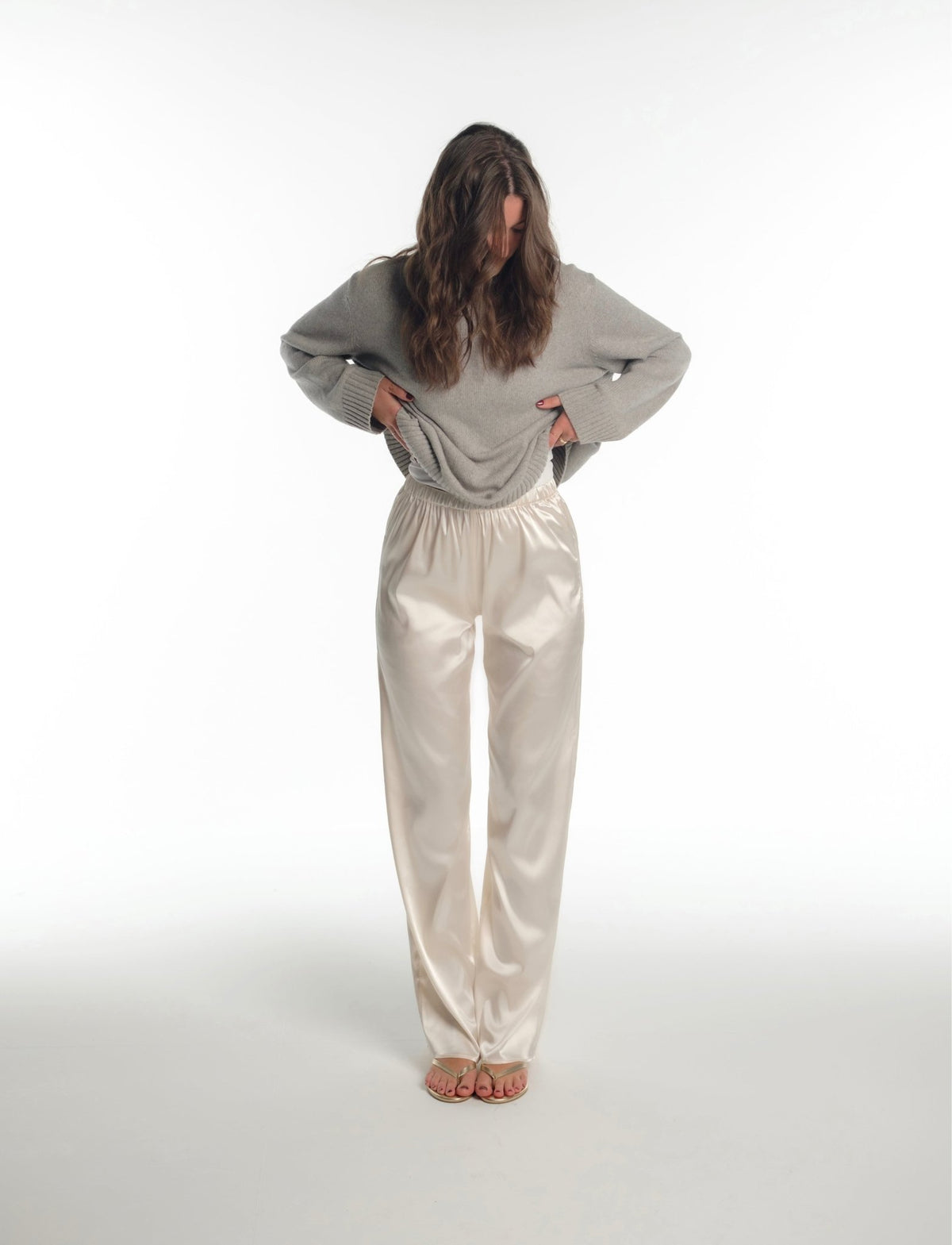SATIN PANT IN CHAMPAGNE - Après June
