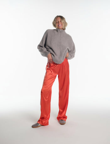 SATIN PANT IN ORANGE + WHITE STRIPES - Après June