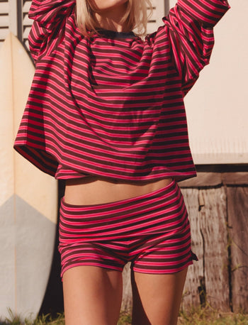 STRIPED LONG SLEEVE IN AJ PINK + BROWN - Après June