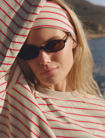 STRIPED LONG SLEEVE IN CREAM + BLUE + RASPBERRY - Après June