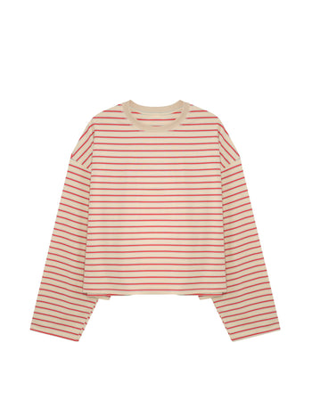 STRIPED LONG SLEEVE IN CREAM + BLUE + RASPBERRY - Après June