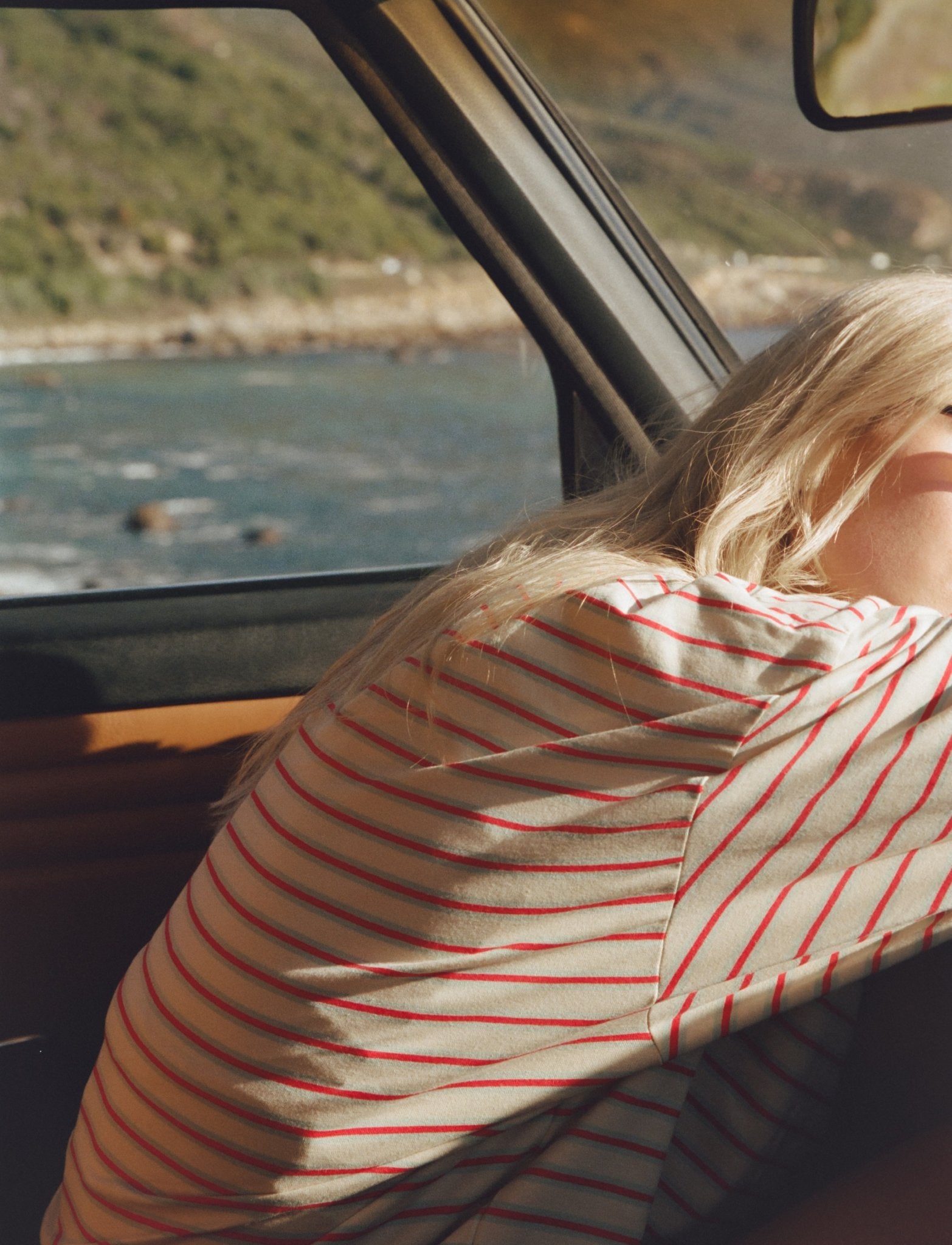 STRIPED LONG SLEEVE IN CREAM + BLUE + RASPBERRY - Après June