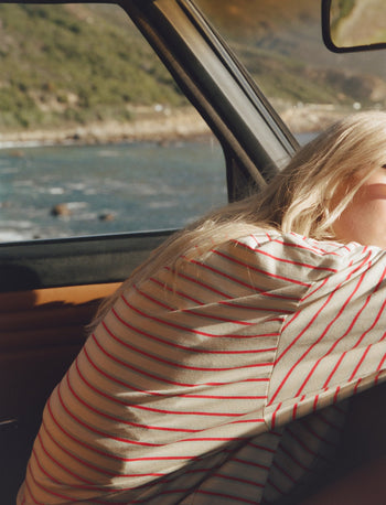 STRIPED LONG SLEEVE IN CREAM + BLUE + RASPBERRY - Après June