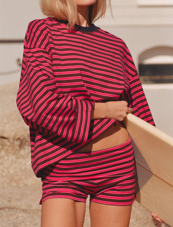STRIPED SHORTS IN AJ PINK + BROWN - Après June