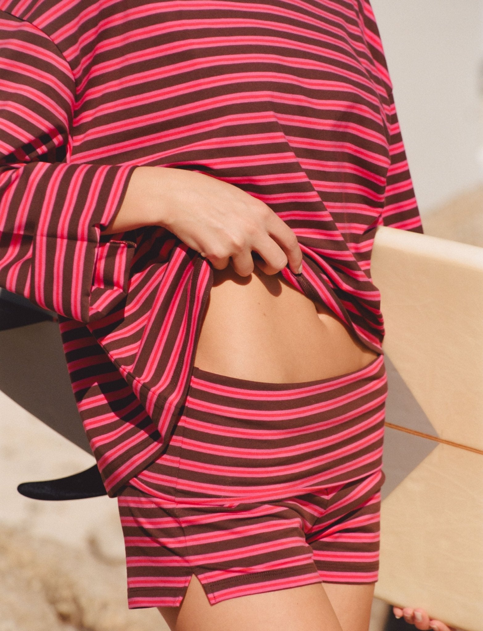 STRIPED SHORTS IN AJ PINK + BROWN - Après June