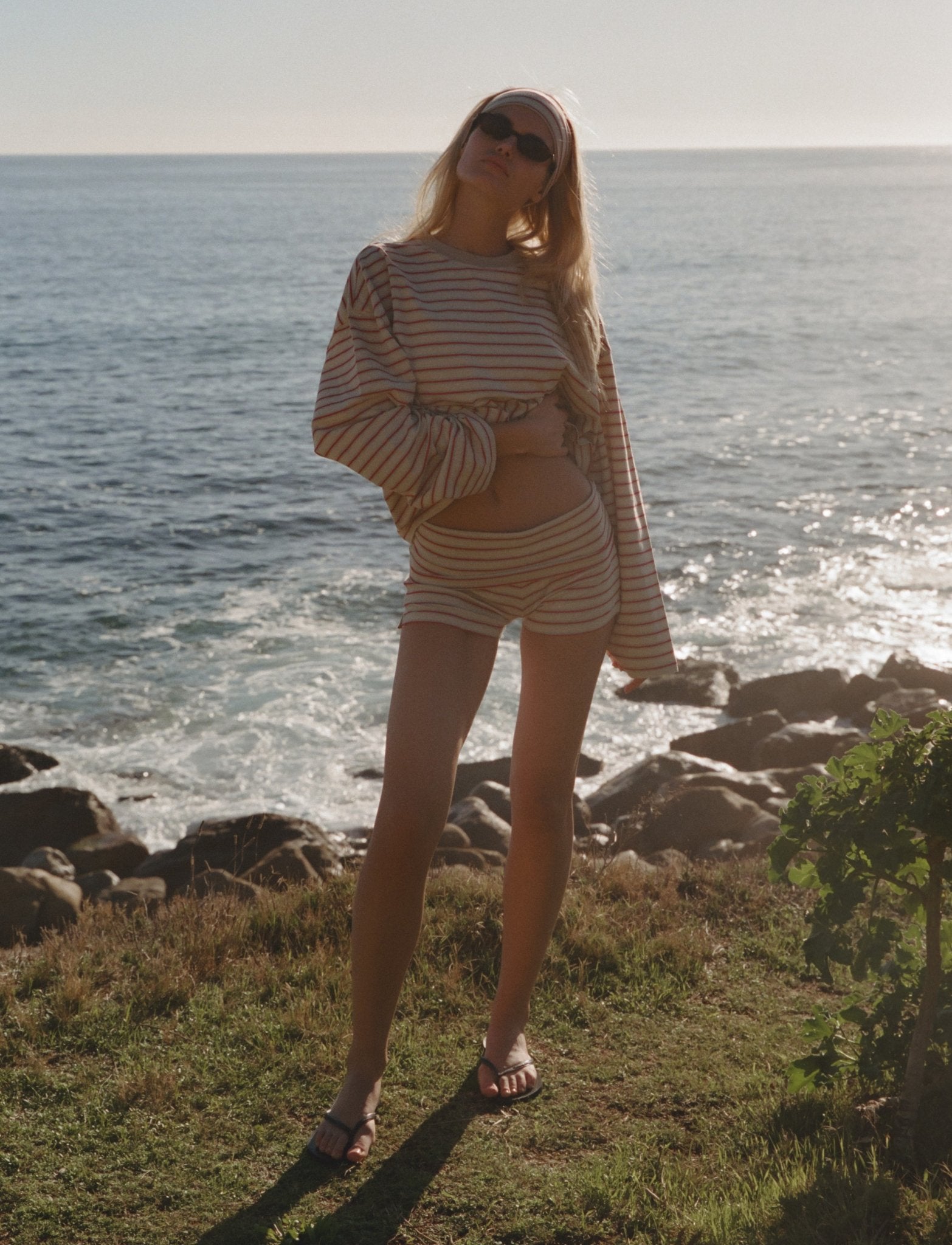 STRIPED LONG SLEEVE IN CREAM + BLUE + RASPBERRY - Après June