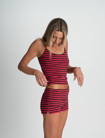 STRIPED TANK IN AJ PINK + BROWN - Après June